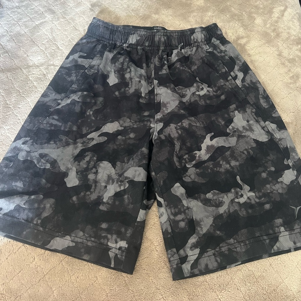 Boys black camo shorts